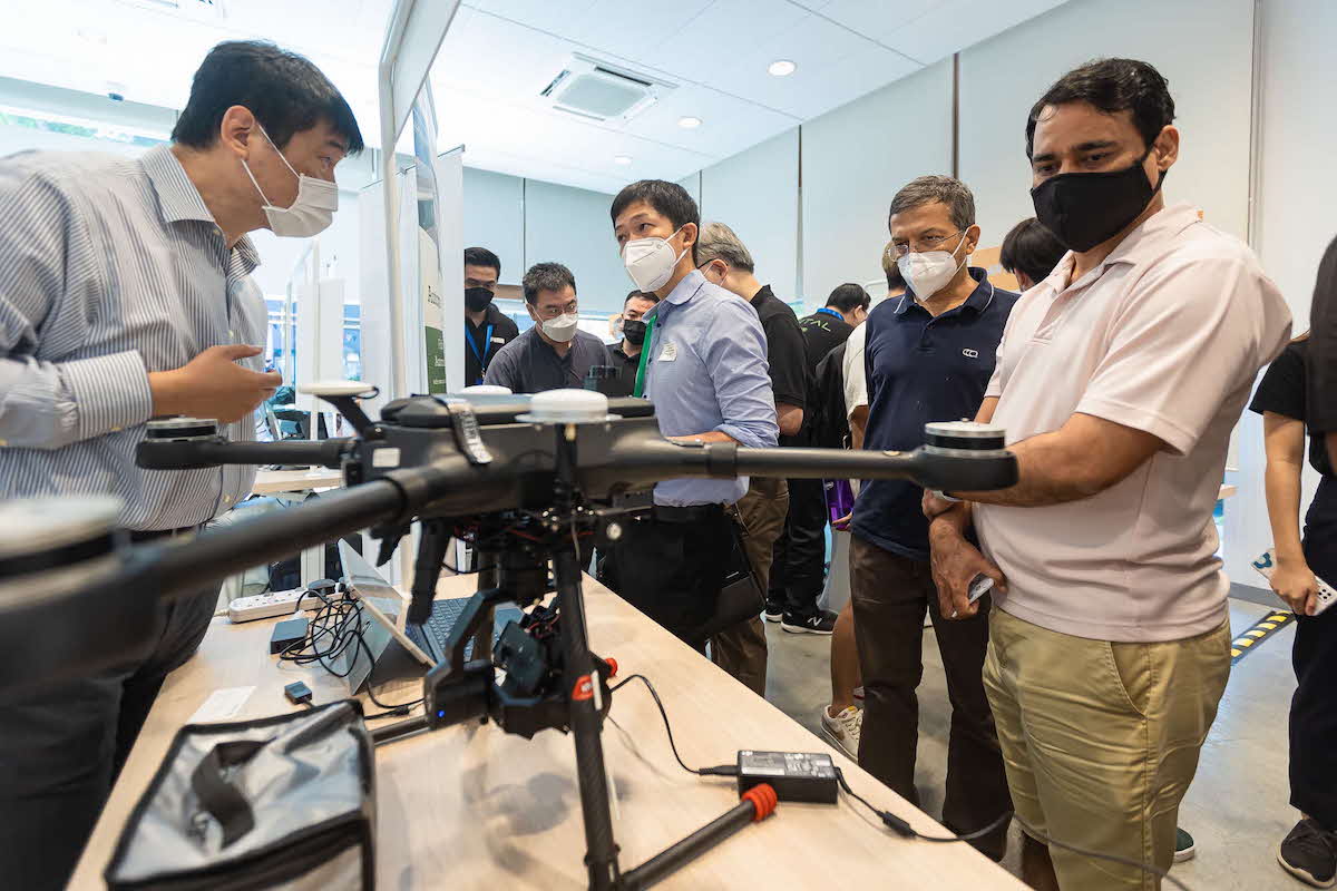 A showcase featuring a drone.
